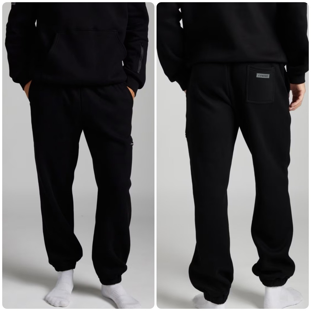 Comfrt Airplane Mode Travel Heavyweight Fleece Jogger Sweatpants Black Size 2XL